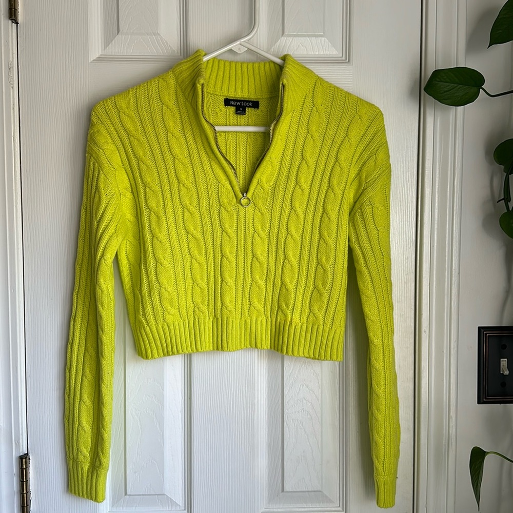 New Look neon yellow crop sweater